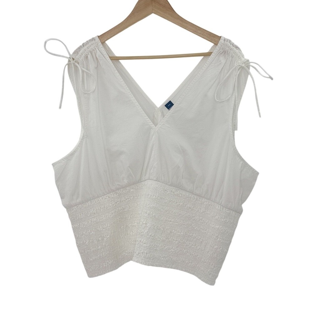 NWT Old Navy Plus Size Sleeveless V-Neck Tie-Shoulder Smocked Blouse XXL Boho‎